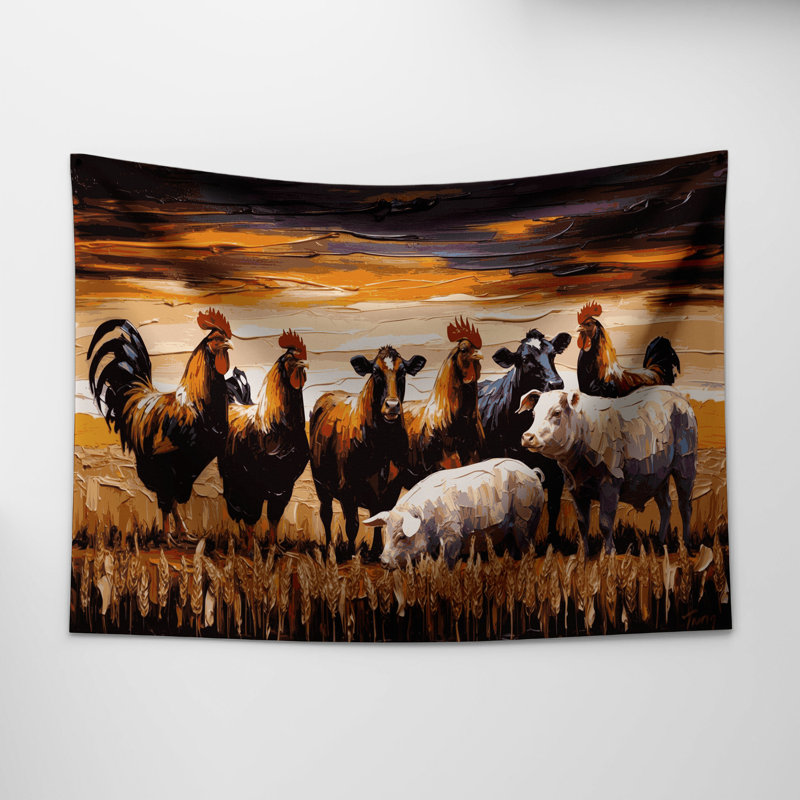 Tapisserie murale «Thanksgiving Farm silhouettes», 51 po x 60 po