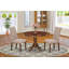 L'ensemble de salle à manger 3 pièces comprend une table de salle à manger ronde avec piédestal et 2 chaises Parson rembourrées en tissu brun clair clair, 42 x 42 pouces, acajou-122935170-122935171-129437926