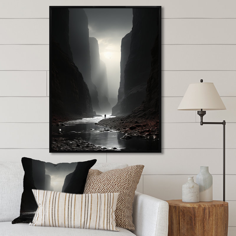 Décoration murale noir et blanc Canyon I - Canyon, 32" H x 24" W, Cadre flottant noir