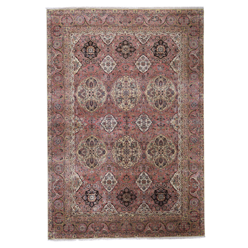 Tapis rectangulaire en laine noué à la main