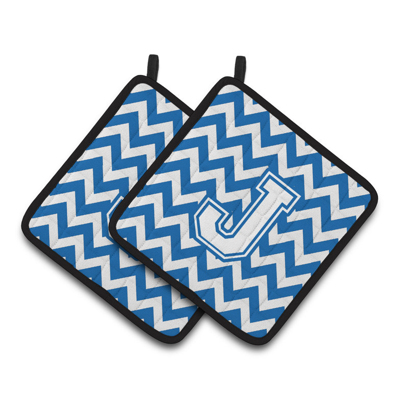 Caroline's Treasures Polyester Potholder, J, White/Blue