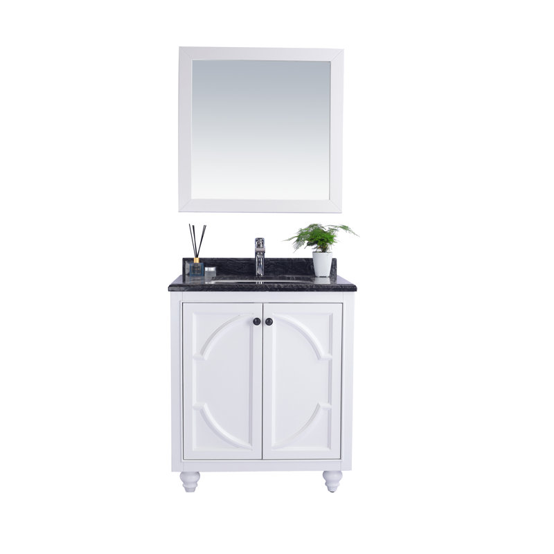Ensemble de meuble-lavabo pour salle de bain simple 30 po Mundy, Bois noir, Blanc
