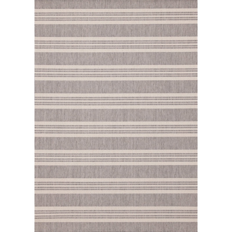 Marrilee Grey Striped Indoor/Outdoor Area Rug, Rectangle 7'10" x 10'6"