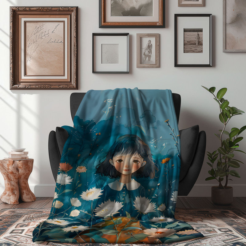 Floral Maiden Delight - couverture en sherpa de qualité supérieure 1 pièce, Lit simple