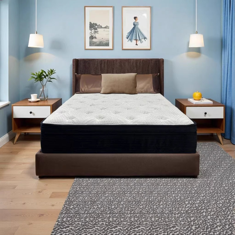 CS Hybrid 13 Inch Plush Twin XL Mattress with Phase Change Cooling Fabric & Pocketed Coils - White/Black, Extra-long Twin