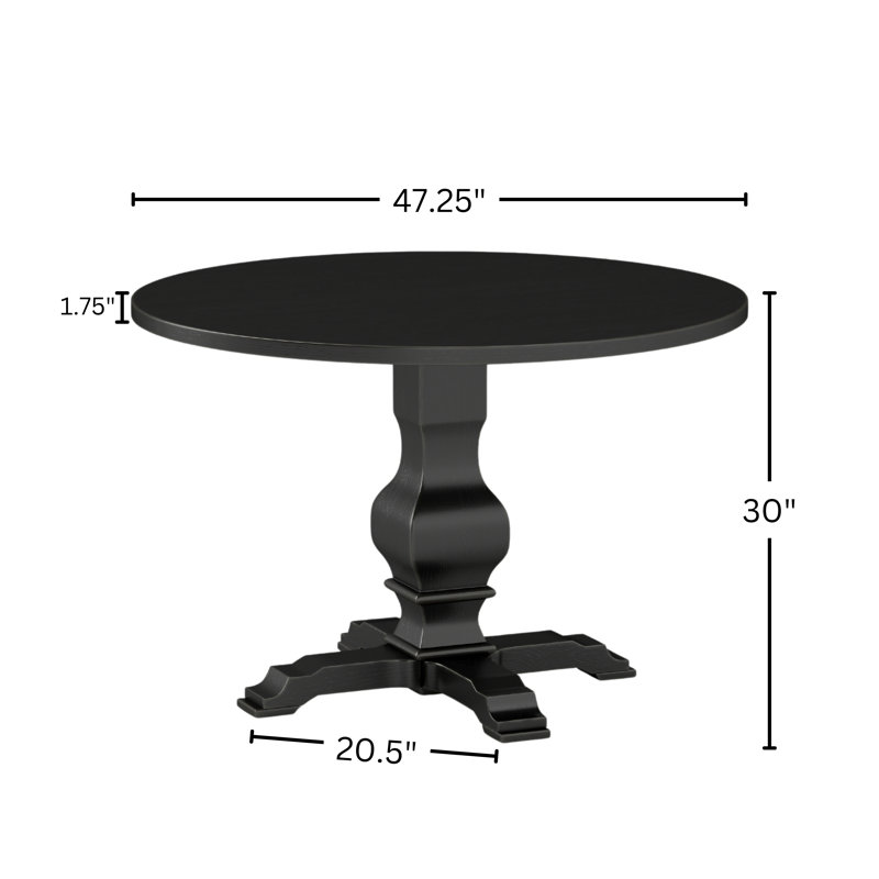 Keltner Round Solid Wood Base Dining Table, Black