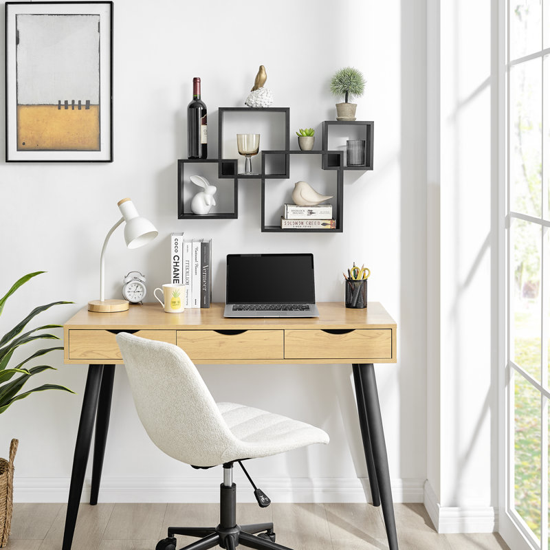 Intersecting Cube Accent Wall Shelf, Black , 18" H x 28.34" W x 5.75" D