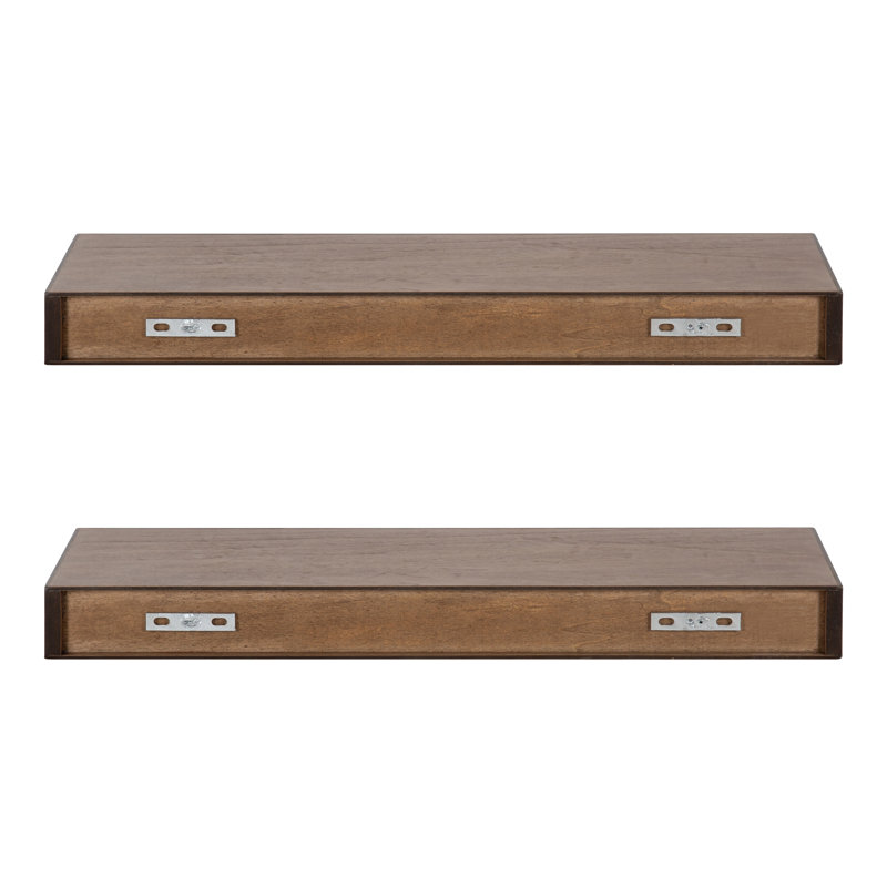 Jeremiah Wood Picture Ledge Floating Shelf, 2.3" H x 24" W x 8" D, Rustic Brown