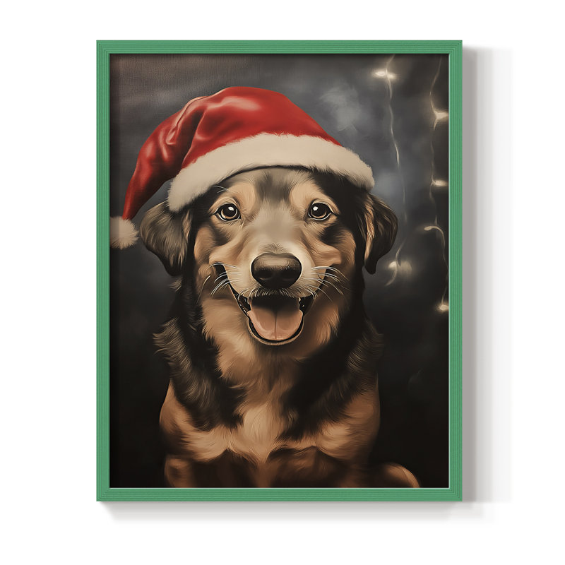 «Christmas Holiday Art - Series 2-XXXVIII», reproduction d'art encadrée - bois massif, H 30 po x l 24 po, Vert