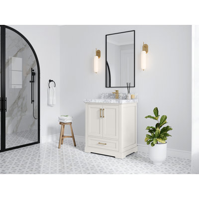 Boston 30 In. W X 22 In. D Single Sink Bathroom Vanity In Alabaster With 2 In. Quartz