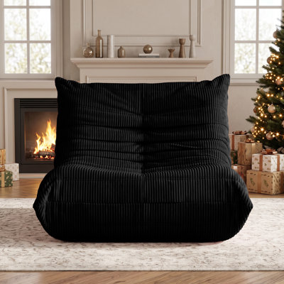 Fauteuil à billes surdimensionné pour adultes en velours côtelé de style togolais, canapé-lit sans accoudoirs en mousse à mémoire de forme haute densité, l 32 po x P 39 po, canapé de jeu robuste de 400 lb pour le salon, la chambre, le bureau, les espaces commerciaux