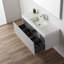 Meuble-lavabo mural 48 po avec lavabo simple en acrylique Lucella - devant cannelé, tiroirs à fermeture en douceur, conception flottante-87851051
