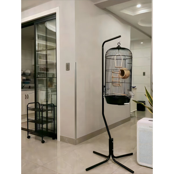 Dinnall 66.92'' Iron Dome Top Hanging Bird Cage with Stand