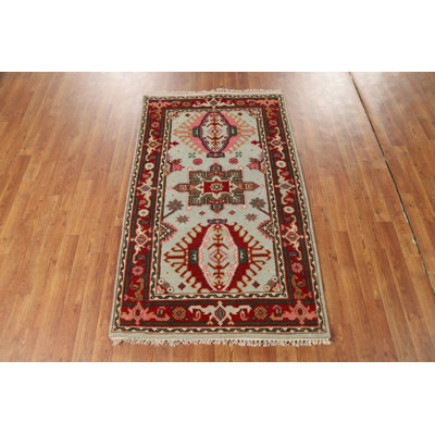 Tapis géométrique en laine Khotan