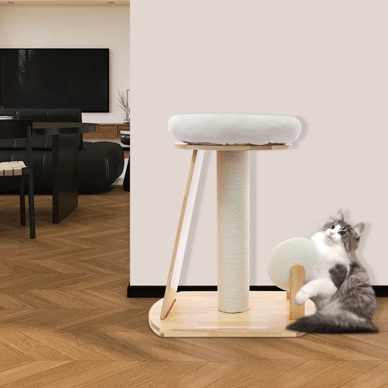 Arbre à chat multifonctionnel en bois, tour d'arbre à chat moderne pour chats d'intérieur