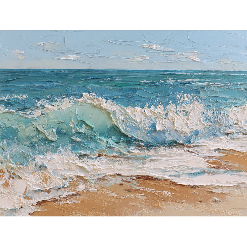 «Coastal Breaker», art texturé sur toile tendue, H 12 po x l 16 po