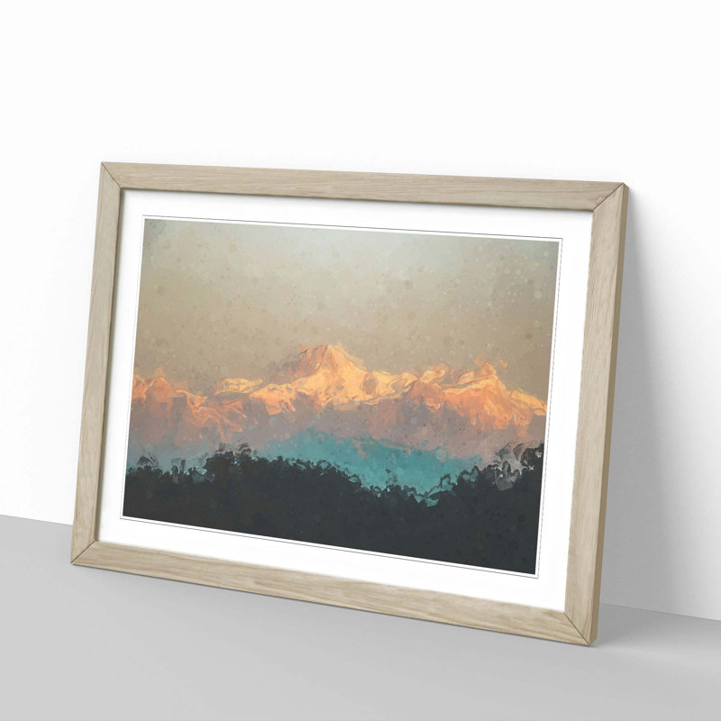 Mountains in Pokhara Nepal in Abstract - Framed Print, 62cm H x 87cm W x 2cm D, Oak Framed