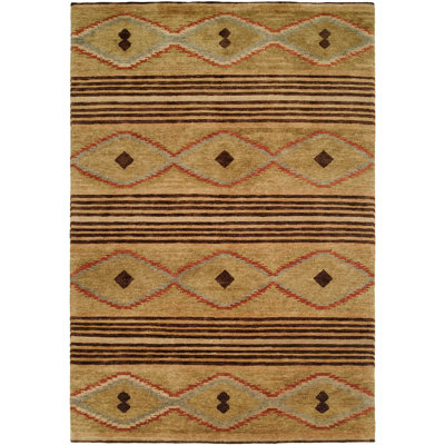 Graviett Wool Southwestern Area Rug in Beige