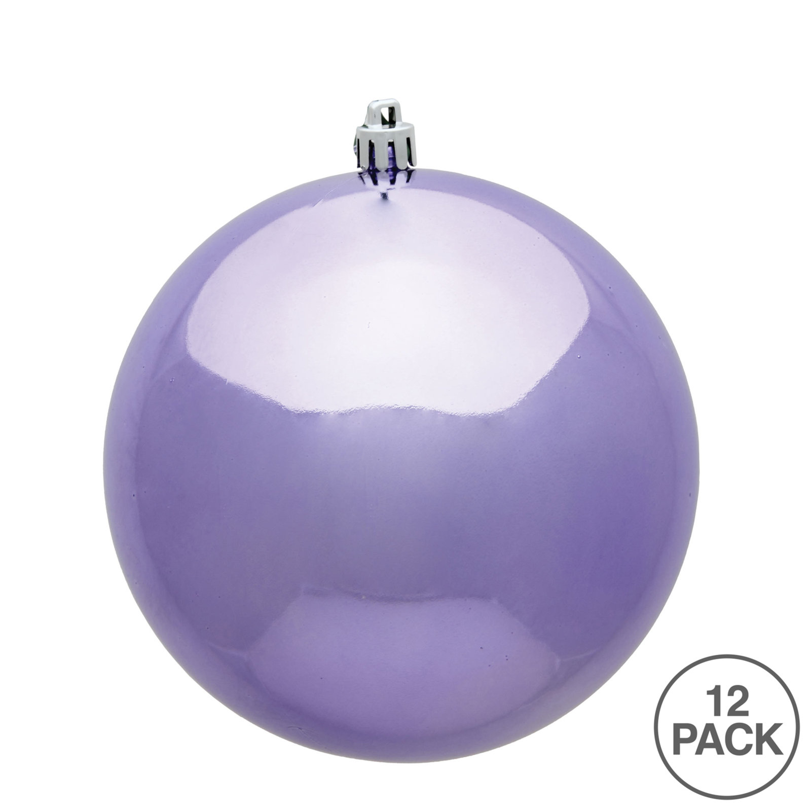 Holiday Décor Ball Ornament, Lavender Shiny, 3" H x 3" W x 3" D