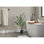 Plante artificielle, eucalyptus, intérieur, faux, faux, plancher, verdure, pot, décoratif, feuilles vertes, pot noir