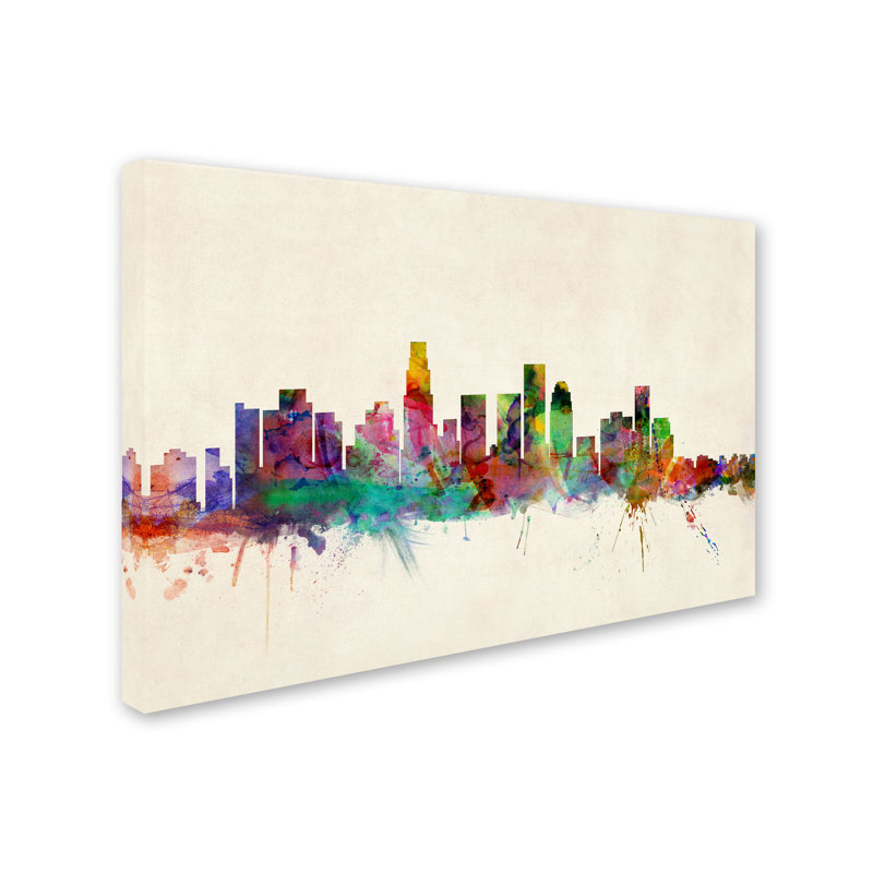 Colorful Los Angeles Cityscape Canvas Art in 25" x 20" Frame