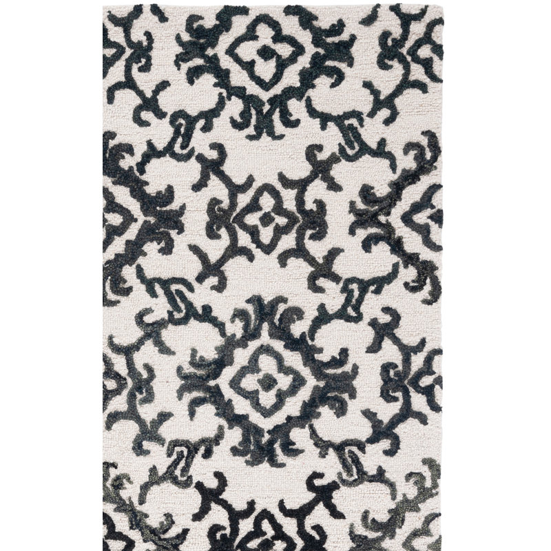 Abdallah Hand Tufted Wool Damask Rug, Rectangle 6' x 9'