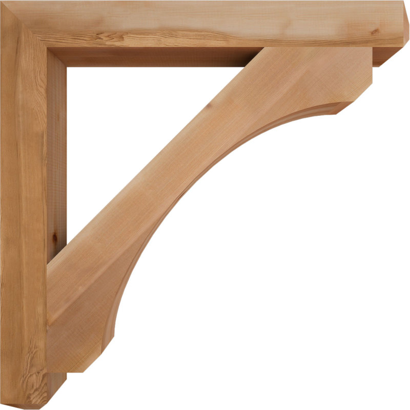 H Wood Bracket/Corbel, Western Red Cedar (Smooth), 36" H x 3.5" W x 36" D