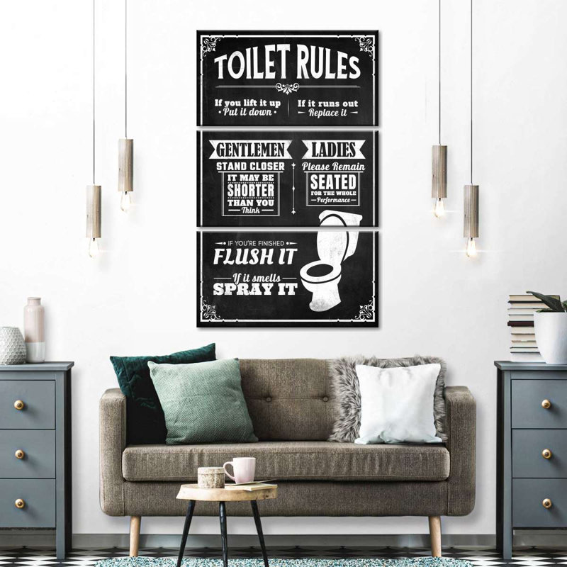Ensemble 3 pièces d'humour et de citations de salle de bain, H 50 po x l 32 po x P 1,25 po