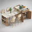 Îlot de cuisine cannelé de 210 cm avec table à manger extensible pour 4 à 6 personnes, rangement double face et prise électrique intégrée, chêne naturel-1200211198