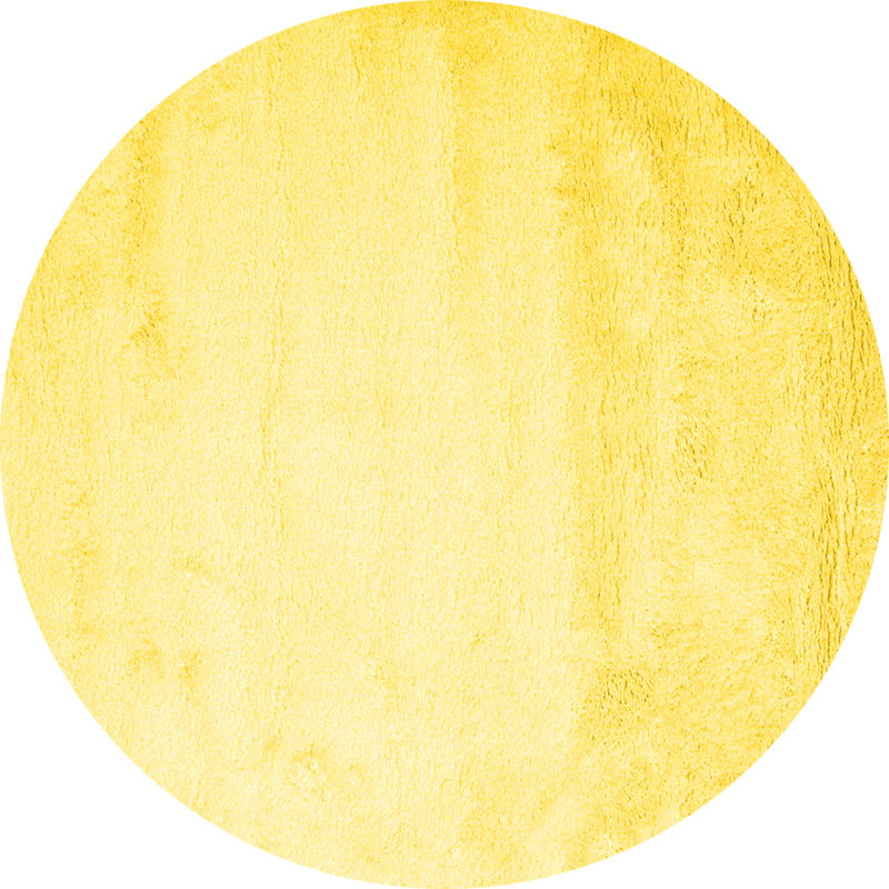 Tapis contemporains jaunes lavables à la machine 651, Rond 3 pi