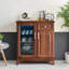 Armoire intégrée 32,28 "en bois massif brun avec rangement et buffet