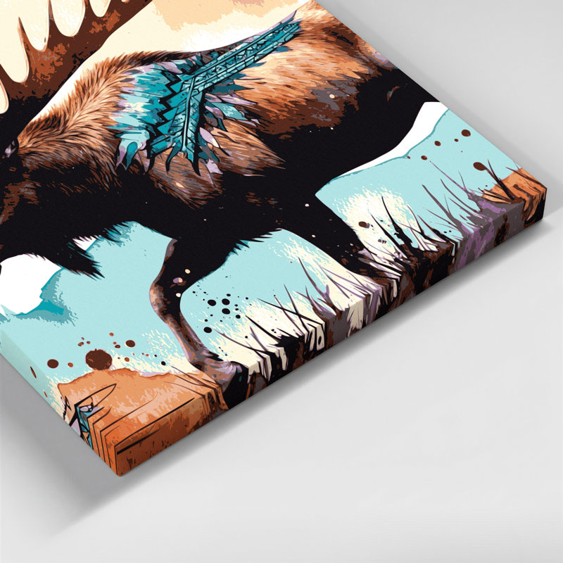 «Southwestern Animals Moose» 37, art mural sur toile beige, H 8 po x l 10 po