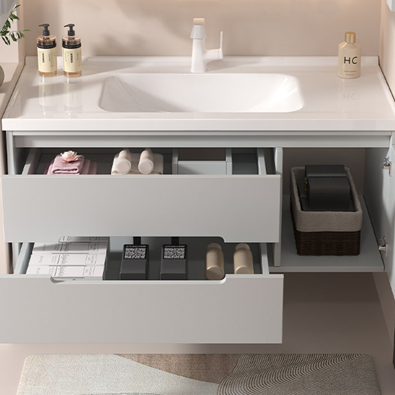Armoire de salle de bain minimaliste moderne et minimaliste, Gris clair