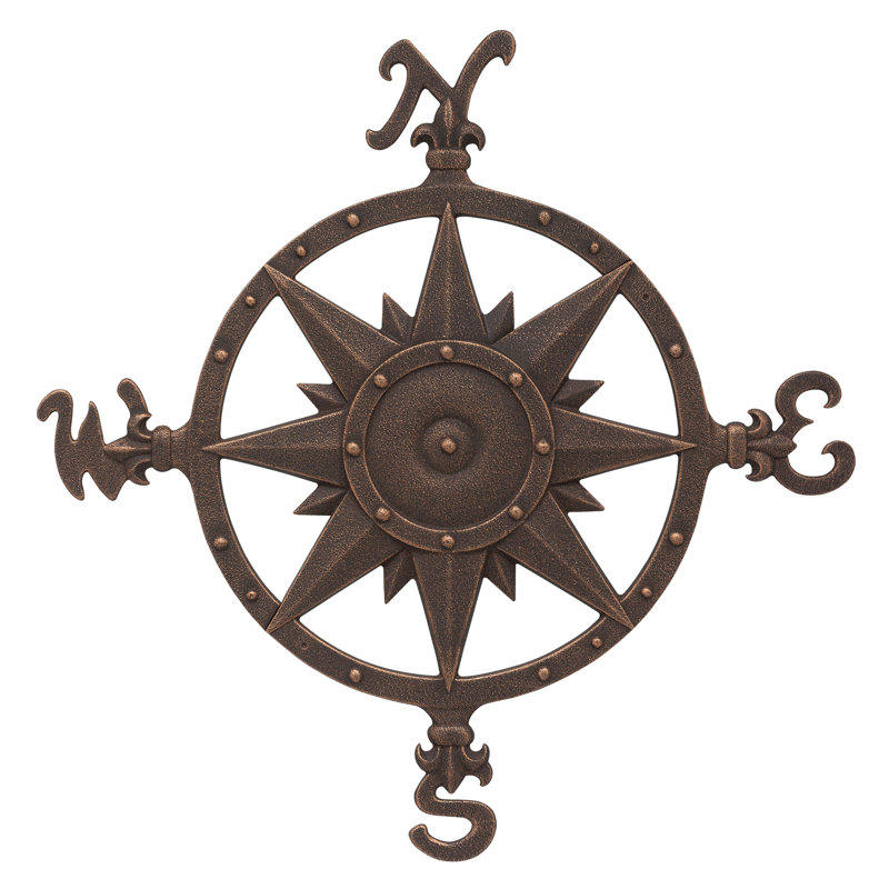 Nauctical Compass Wall Décor, Oil Rubbed Bronze