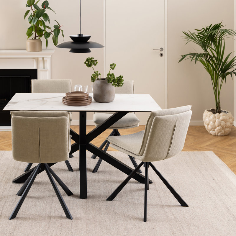 Heaven Metal Base Dining Table, White