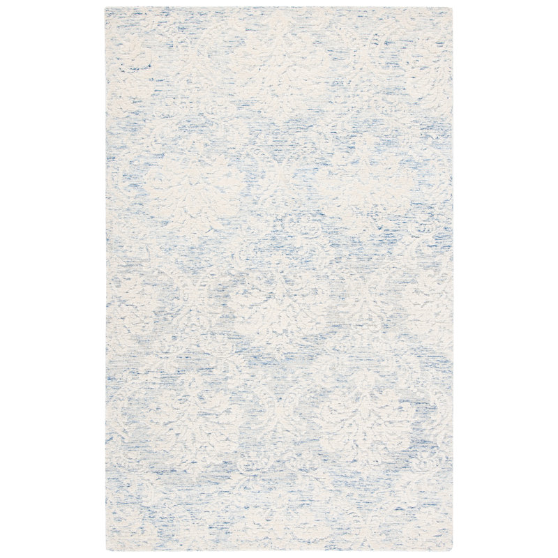 Dualta Hand Tufted Wool And Cotton With Latex Damask Rug, Rectangle 8' x 10'