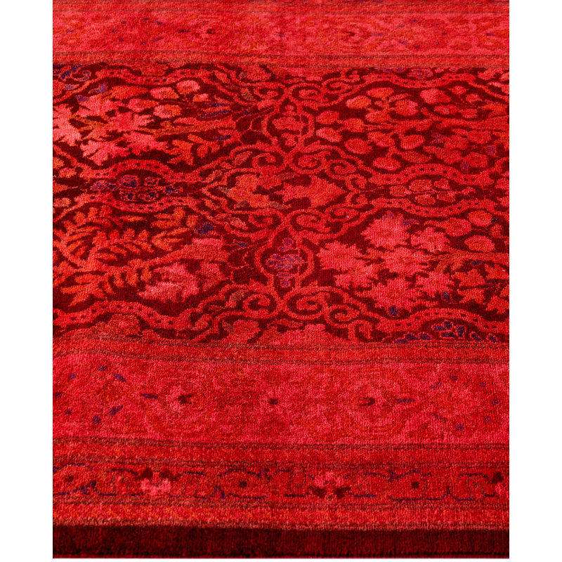 Overdyed Hand-Knotted Wool Modern-Contemporary Pink Runner 2' 7" x 12' 4"
