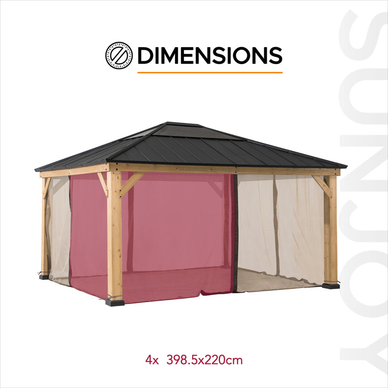 Net for cedar wood gazebo 336cm x 394cm, Kalossi, 220cm H x 399cm W x 156.89cm D