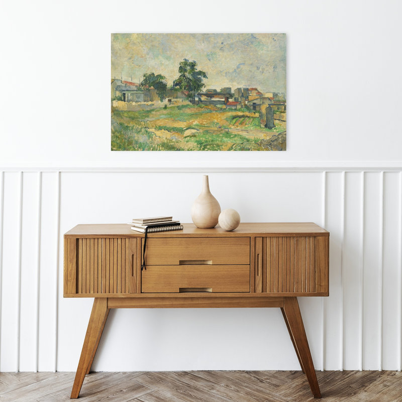 Paysage près de Paris, vers 1876. Estampe d'art mural représentant un paysage d'architecture contemporaine.