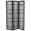 Paravent noir 70 "3", thème asiatique, construction en pin massif, panneaux à imprimé floral, ornement pliable, construction, imprimé floral