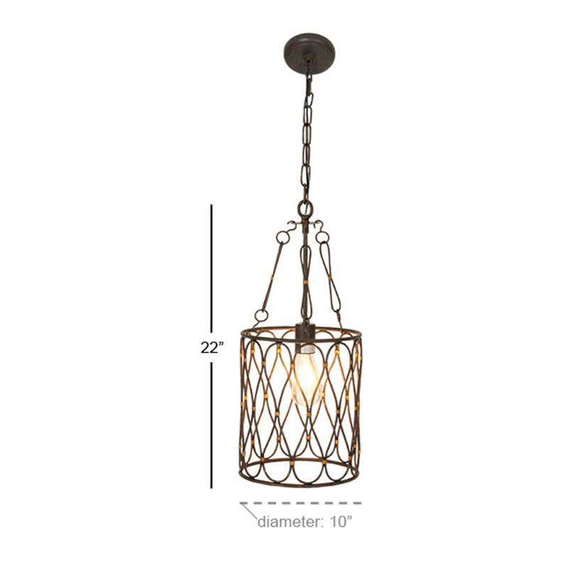Luminaire suspendu tambour lanterne 4 lumières Chartres, H 22 po x l 10 po x P 10 po