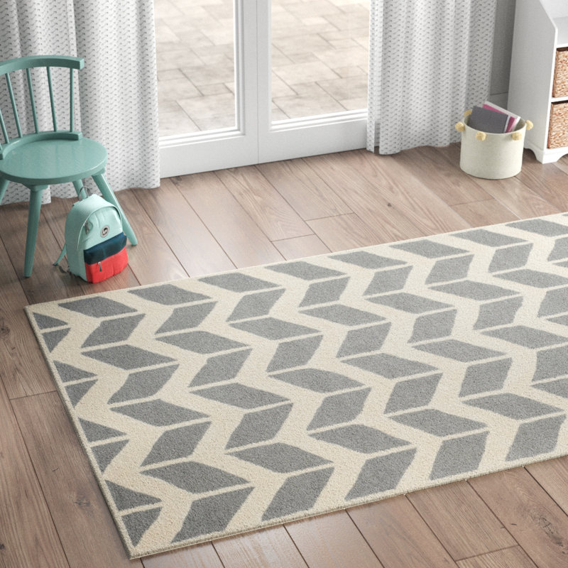 Tapis à chevrons en laine touffeté à la main Ellicott, Rectangle 8 pi x 10 pi