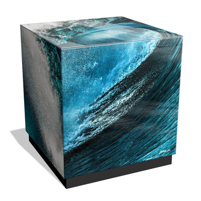 Glass End Table with Black Base