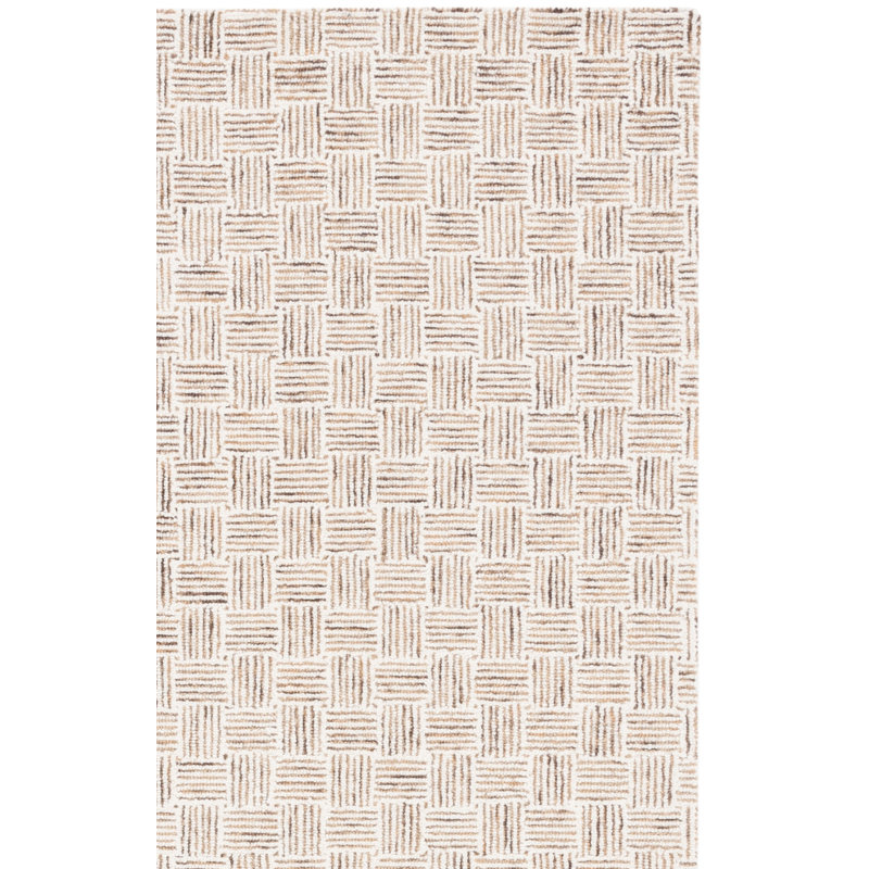 Tapis à micro-boucles Navi en taupe / ivoire, Carré 5 pi