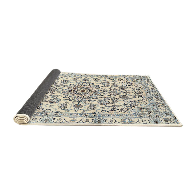 Tapis traditionnel beige / bleu Gelbert, Rond 4 pi