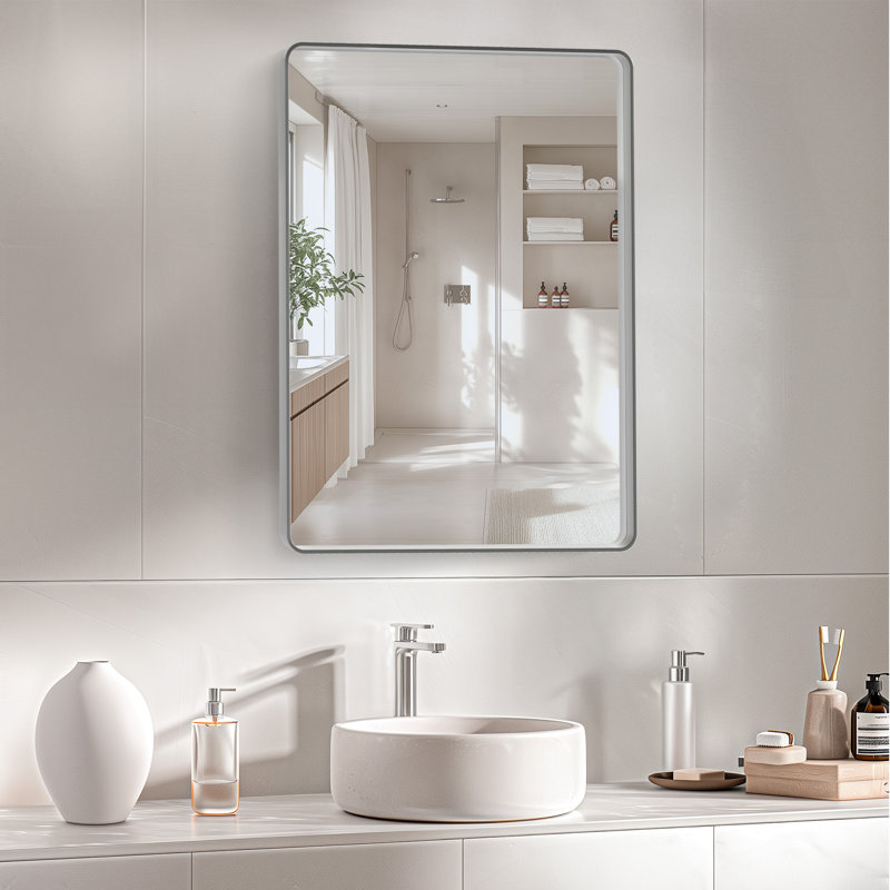 Rafuse Accent Mirror High-Strength Tempered Glass and Aluminum Alloy Framed French Cleat Mounted Wall & Bathroom Mirror 3-Year Warranty