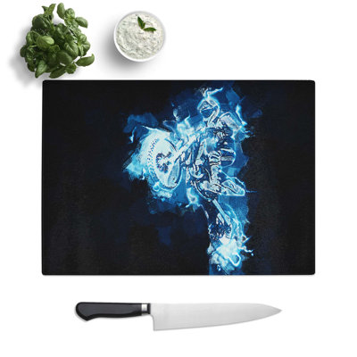 Tempered Glass Neon Motocross Chopping Board