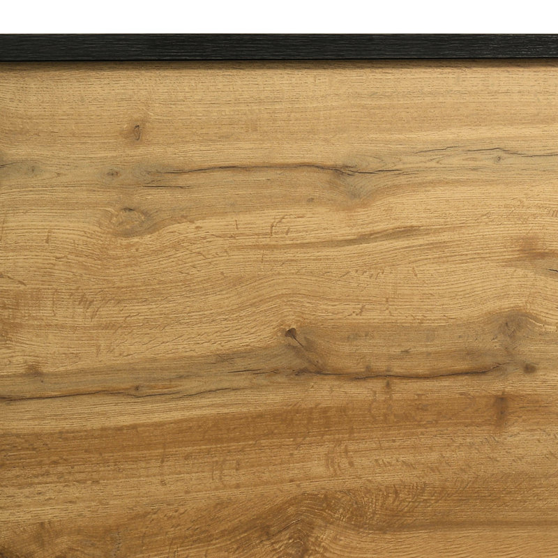 Lit simple de style Mid-Century moderne, finition pin naturel et brun patiné, cadre de lit de chambre rustique, garniture