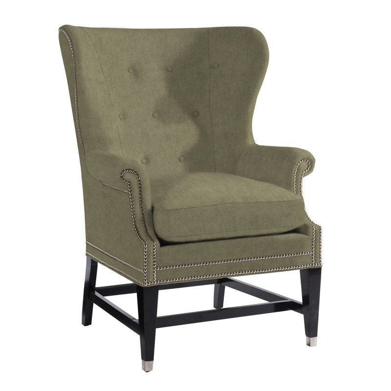 Fauteuil à oreilles en lin de 31 po de large Farrington, Gris