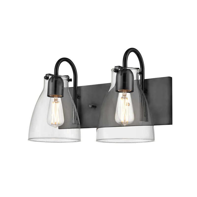Coiffeuse 2 lumières Emma, Ébène avec verre transparent